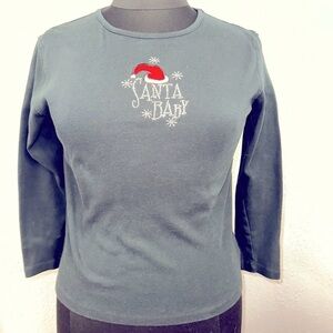 Women’s 3/4 sleeve black Santa Baby sequined beaded shirt sz L